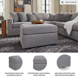 Square Oversized Accent Ottoman – Stain Resistant, Gray