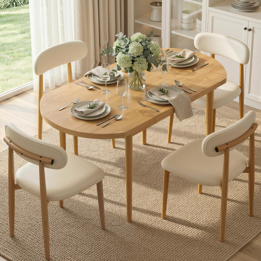 5-Piece Drop Leaf Dining Table Set with 4 Upholstered Chairs