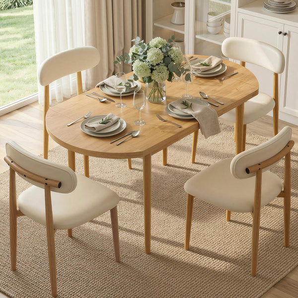 5-Piece Drop Leaf Dining Table Set with 4 Upholstered Chairs