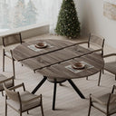 42–58" Extendable Round to Oval Dining Table with Hidden Leaves & Storage Shelf, Seats 4–6
