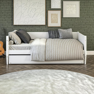 Mid-Century Modern Twin Daybed with Trundle — Solid Wood