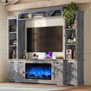 98" Farmhouse Entertainment Center with Fireplace, TV Stand & Barn Doors