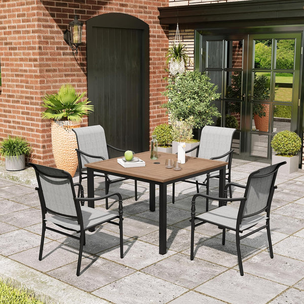 Outdoor Patio Dining Set with Textilene Chairs & Rectangular Table