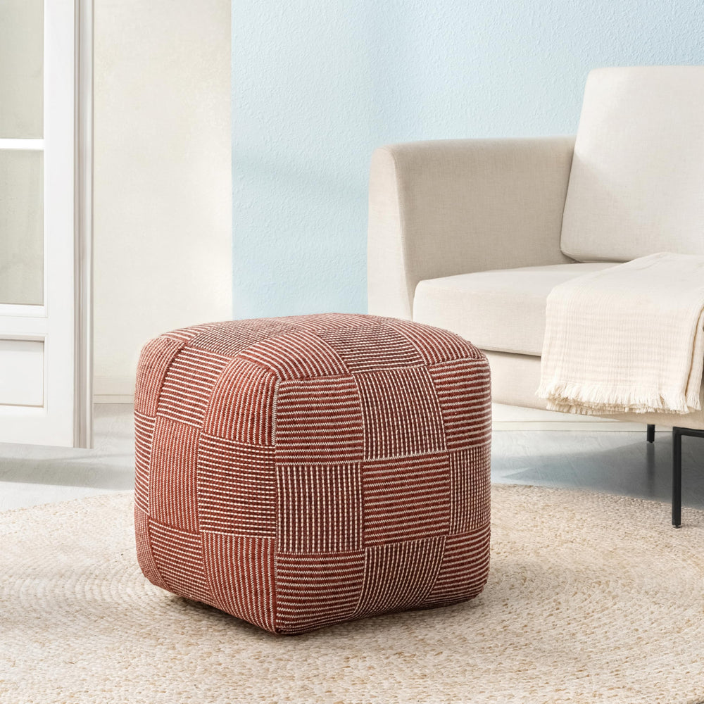 Handmade Square Pouf Ottoman | Cotton Floor Footrest & Accent Seat | 20"