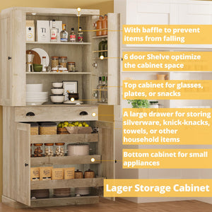 Kitchen Pantry Cabinet with Drawer & Sliding Racks