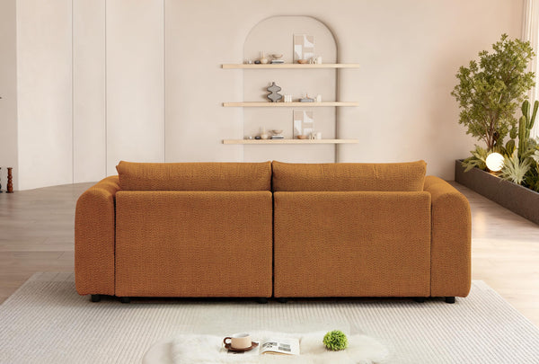 Tufted Boucle Sofa with Rolled Arms - 3-Seat Oversized Loveseat