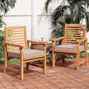 Acacia Wood Outdoor Dining Chairs with Cushions