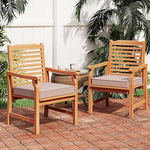 Acacia Wood Outdoor Dining Chairs with Cushions