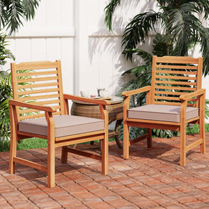 Acacia Wood Outdoor Dining Chairs with Cushions