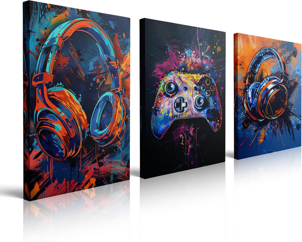 Gaming Canvas Wall Art 3-Piece Framed Set