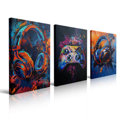 Gaming Canvas Wall Art 3-Piece Framed Set