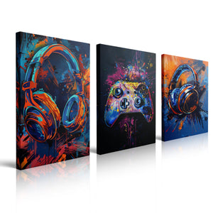 Gaming Canvas Wall Art 3-Piece Framed Set