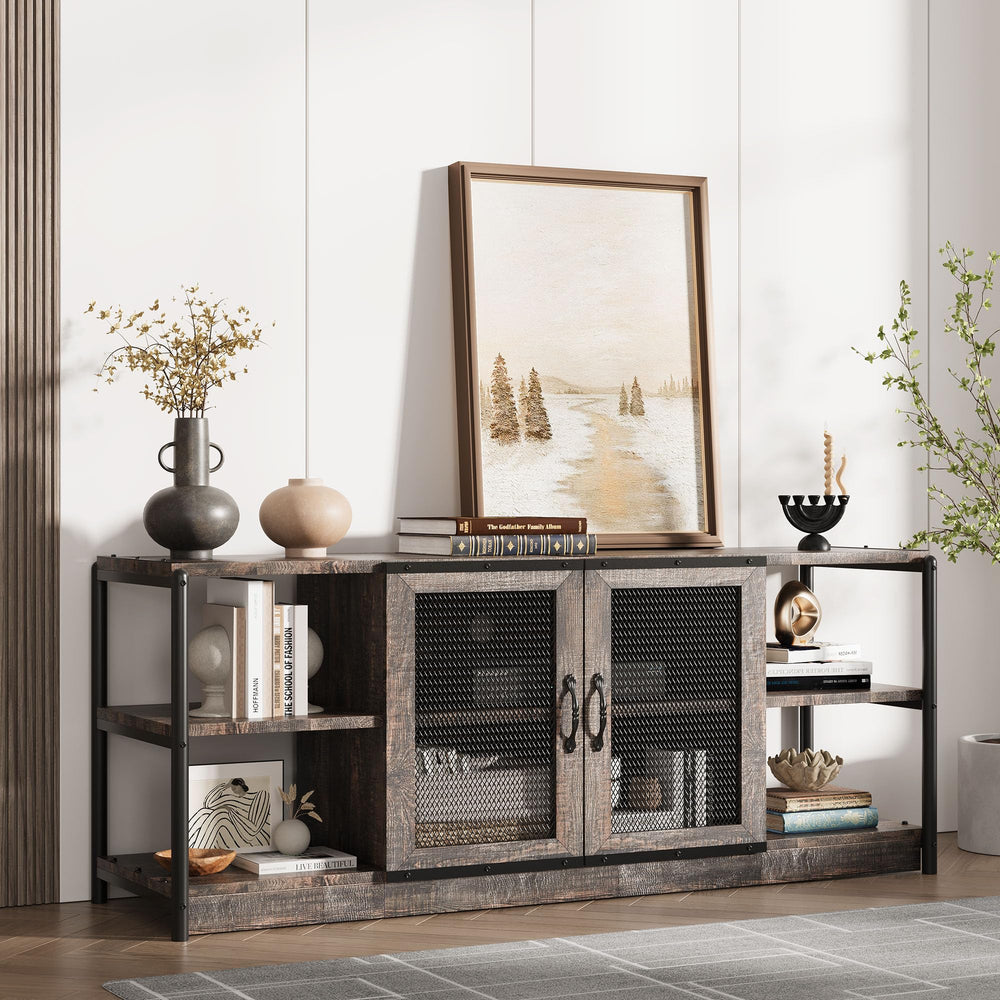 65-75 Inch Farmhouse TV Stand with Storage Cabinet