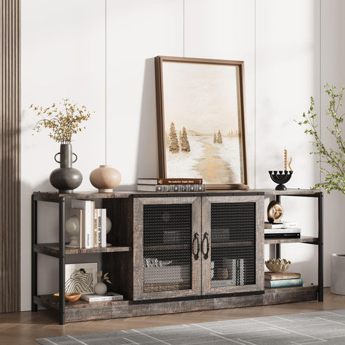 65-75 Inch Farmhouse TV Stand with Storage Cabinet