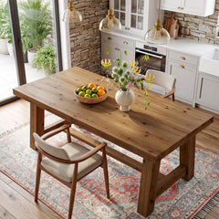 63-Inch Solid Wood Farmhouse Dining Table