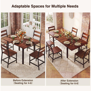 Extendable Dining Table Set with Curved Backrest Chairs