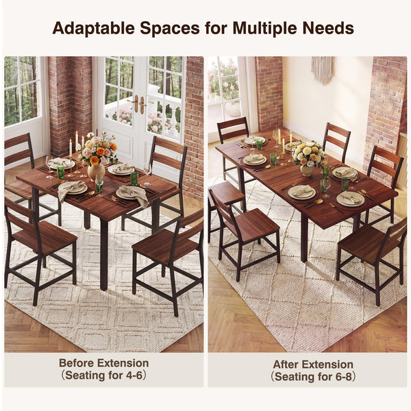 Extendable Dining Table Set with Curved Backrest Chairs