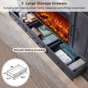 70" Farmhouse TV Stand with 36" Electric Fireplace