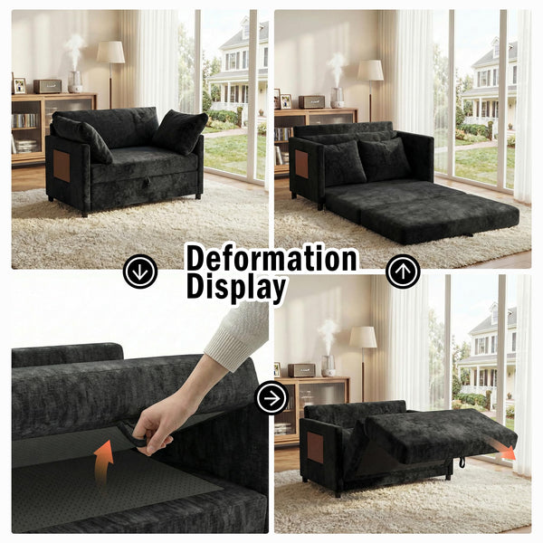 Convertible Loveseat Sofa Bed with Foldable Side Table