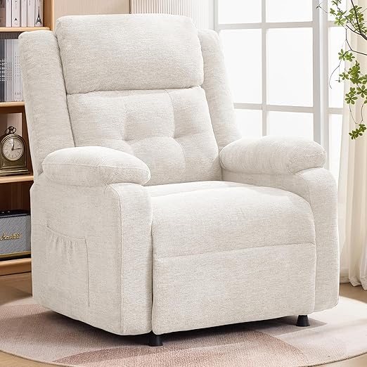 Oversized Power Recliner Chair with Electric Recline & Chenille Fabric