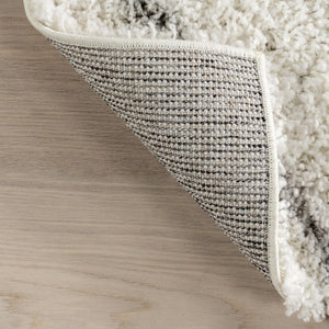Moroccan Trellis Shag Area Rug 5x8 – Polypropylene, White/Grey