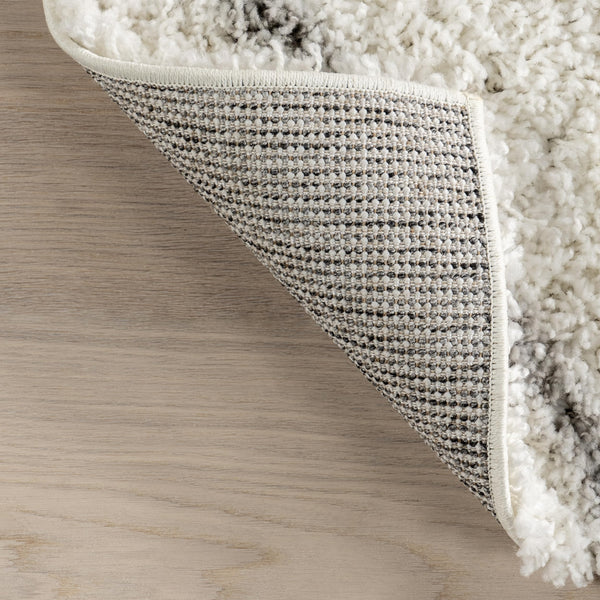 Moroccan Trellis Shag Area Rug 5x8 – Polypropylene, White/Grey