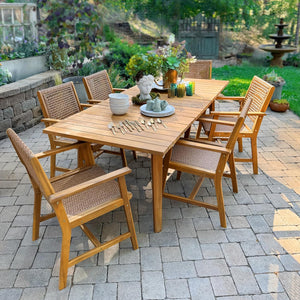 9-Piece Outdoor Dining Set – Rattan Chairs & Acacia Wood Table