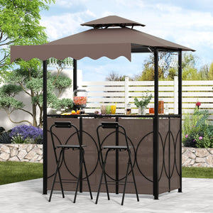 3-Piece Outdoor Patio Bar Set with Canopy, Bar Table & 2 Foldable Stools