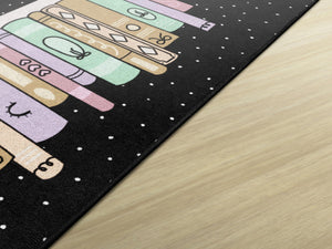 Bookshelf with Dots Educational Area Rug — 5' x 7'6" | Kids Classroom & Playroom