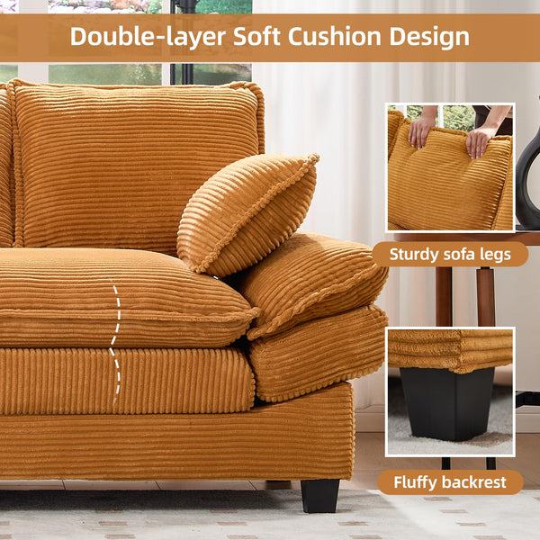 83" Corduroy Loveseat Sofa – 2-Seat Couch with Padded Cushions