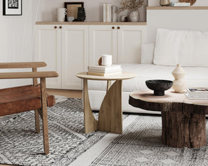 Round Side Table with Oak Veneer