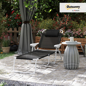 Folding Outdoor Chaise Lounge Chair with Reclining Back & Armrests