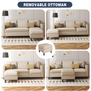 L-Shaped Convertible Sectional Sofa with Ottoman