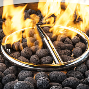 Round Propane Fire Pit Table with Lava Rocks – 70,000 BTU Outdoor Fire Pit