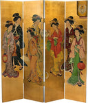 Red Lantern Hand Crafted Artisanal 6 ft. Tall Four Seasons Flowers Screen