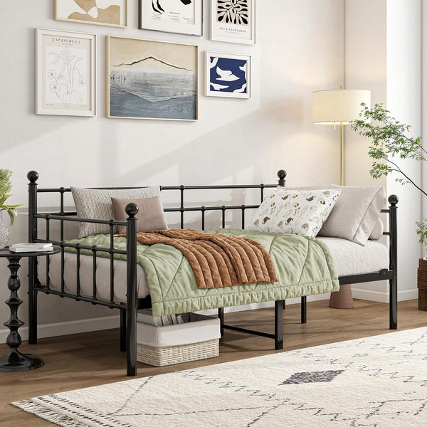 Twin Metal Daybed Frame with Steel Slats