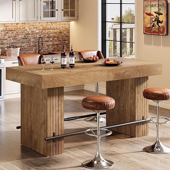 62.2" Industrial Counter Height Bar Table