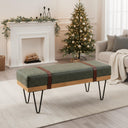PU Leather Rectangle Ottoman Bench with Metal Legs