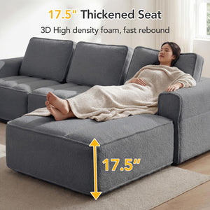 Modular Sectional Sofa with Ottoman – L-Shape & U-Shape, Cloud Couch, No Assembly