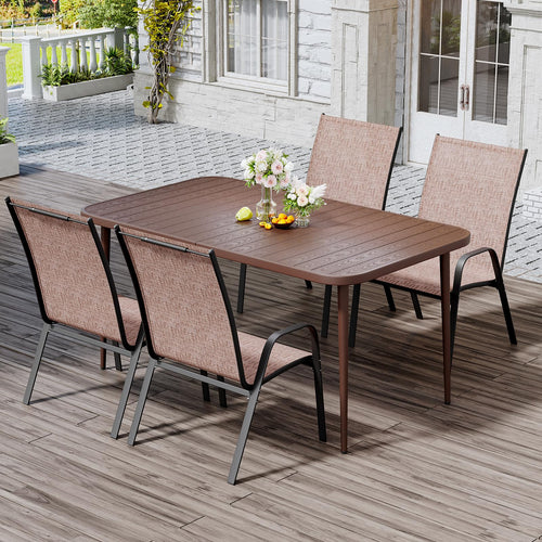 5-Piece Outdoor Patio Dining Set with Table and 4 Chairs