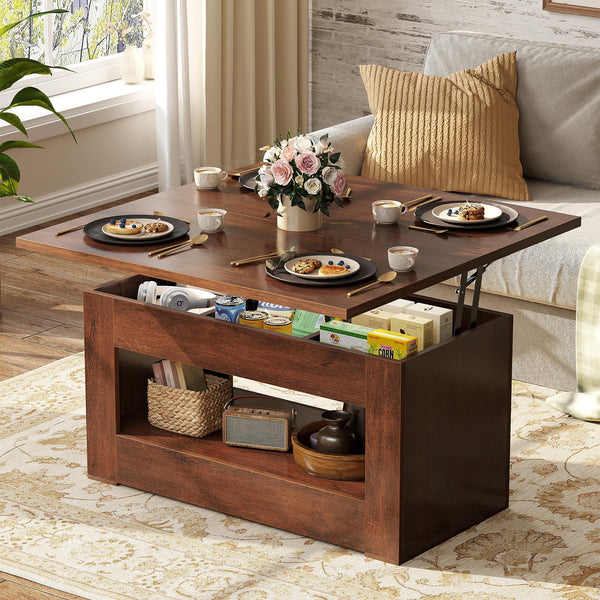 Lift Top Coffee Table 4-in-1 with Storage & Hidden Compartment