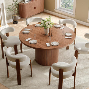47-Inch Round Dining Table with Wood Strip Base