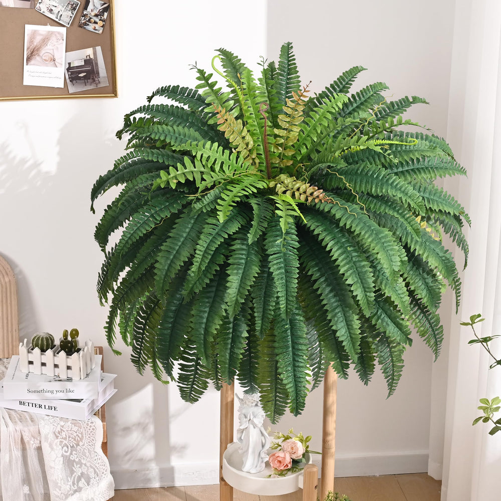 Large Artificial Boston Fern – UV Resistant Faux Fern for Outdoor & Indoor Decor