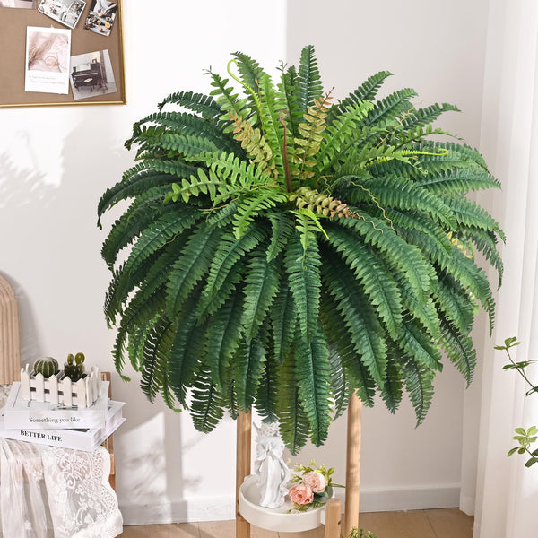 Large Artificial Boston Fern – UV Resistant Faux Fern for Outdoor & Indoor Decor