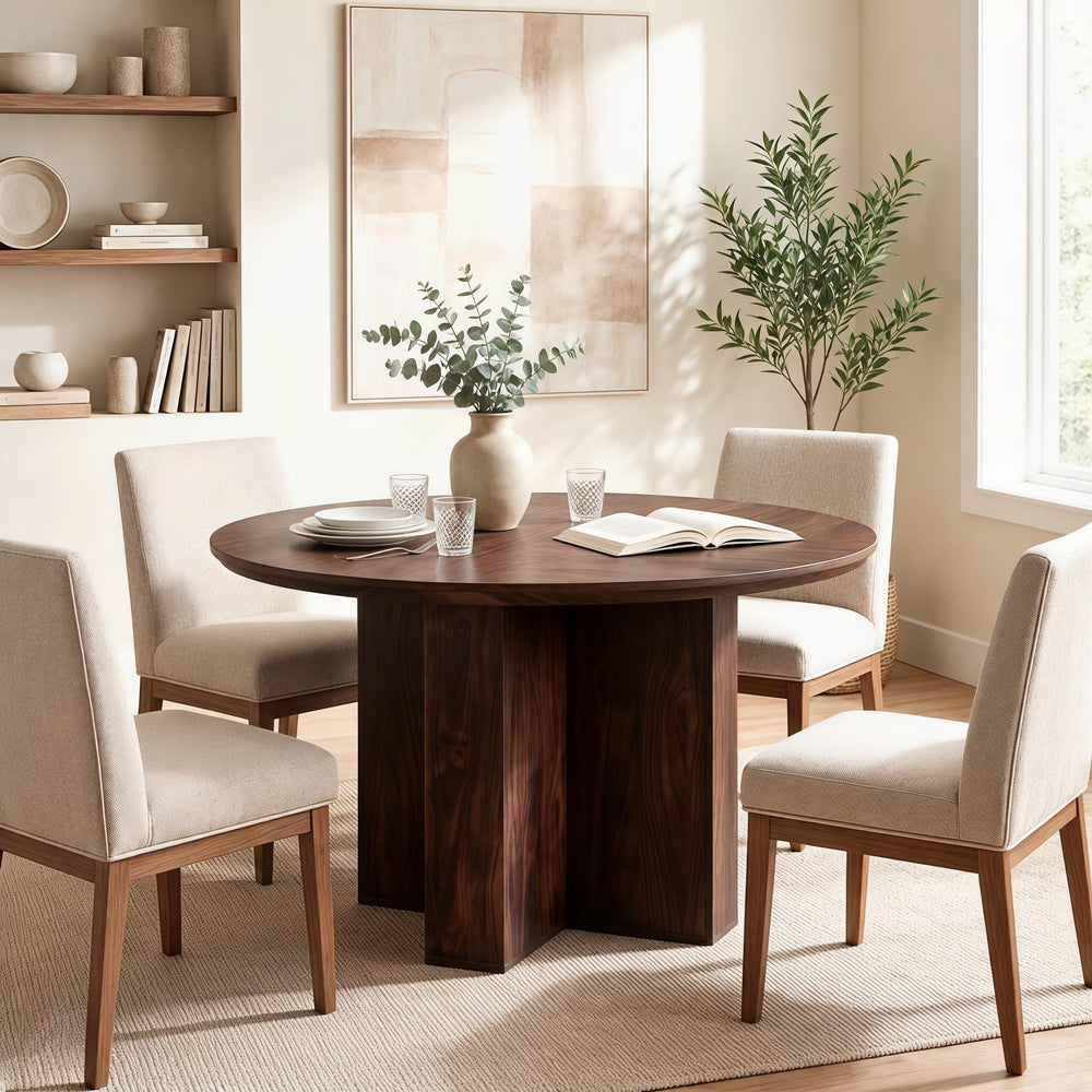 Round Dining Table 47" | Rustic Walnut | Seats 4–6