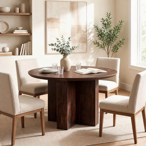 Round Dining Table 47" | Rustic Walnut | Seats 4–6