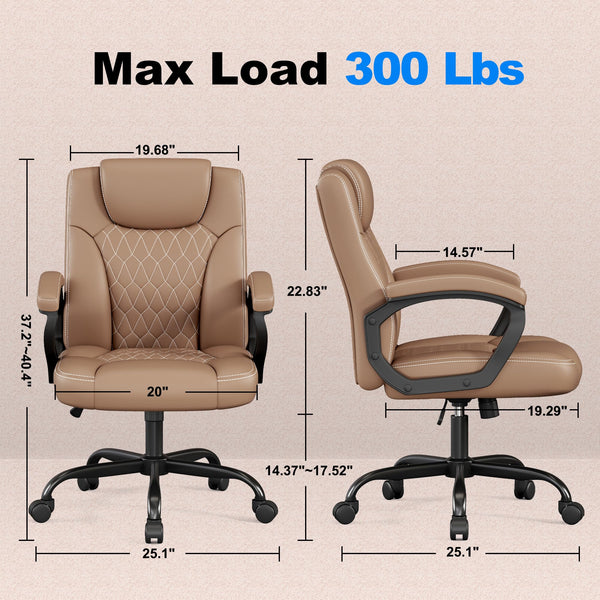 Executive PU Leather Office Chair with Adjustable Height & 360° Swivel