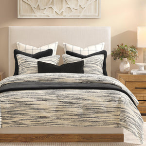 King Striped Bouclé Duvet Cover Set – Ivory & Black