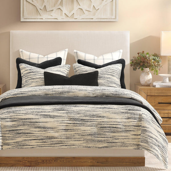 King Striped Bouclé Duvet Cover Set – Ivory & Black