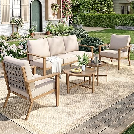 7-Piece Outdoor Patio Conversation Set with Swivel Chairs & Thick Cushions